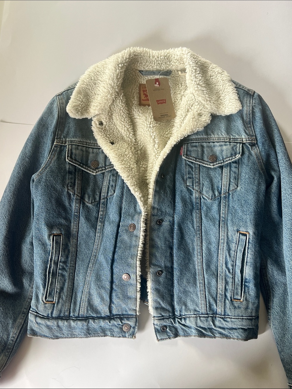 Levi's Blue Denim Jacket with Cream Sherpa Collar